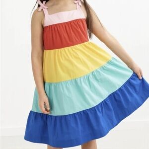 Hanna Andersson Colorblock Twirl Dress Girls Size 150 cm / 12 Rainbow Tiered